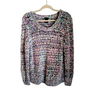 New Direction Multicolor Sweater Women's L Long Sleeve Popcorn Knit pullover